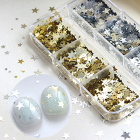 Breloques brillantes 3D en forme d'étoile pour nail art, paillettes dorées et argentées, accessoires de décoration DIY pour ongles