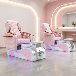 Sillón de Pedicura con Mesa de Manicura, Set de Muebles para Salón de Uñas, Estación de Pedicura Spa, Reposabrazos de Madera Rosa, Lavabo con LED - Product Image 5