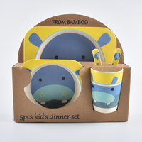 Ensemble de vaisselle pour enfants en fibre de bambou, assiettes, bols, tasses, fourchettes, cuillères, vaisselle pour enfants avec dessin animé d'animaux