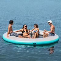 Île flottante gonflable avec pont en maille Drop Stitch |   Plateforme de fête aquatique pour 4 à 6 personnes sur le lac