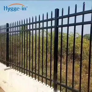 Cancelli a traliccio per recinzione in acciaio a 3 binari in stile, pannello di recinzione in ferro battuto in metallo nero alluminio verniciato a polvere
