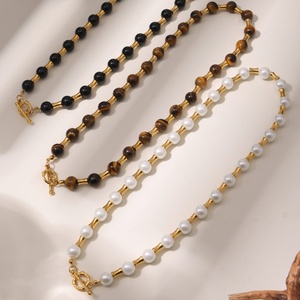 Collier en perles d'acier inoxydable neuf, fait main, perles DIY, bijoux de mode imperméables, collier en acier inoxydable - Product Image 4