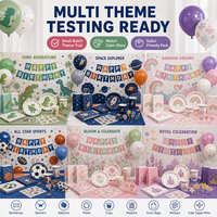 Kit de décorations de fête en plastique sur le thème des anniversaires personnalisés, bannière de fond, ballons, nappe, décoration de gâteau, vente en gros