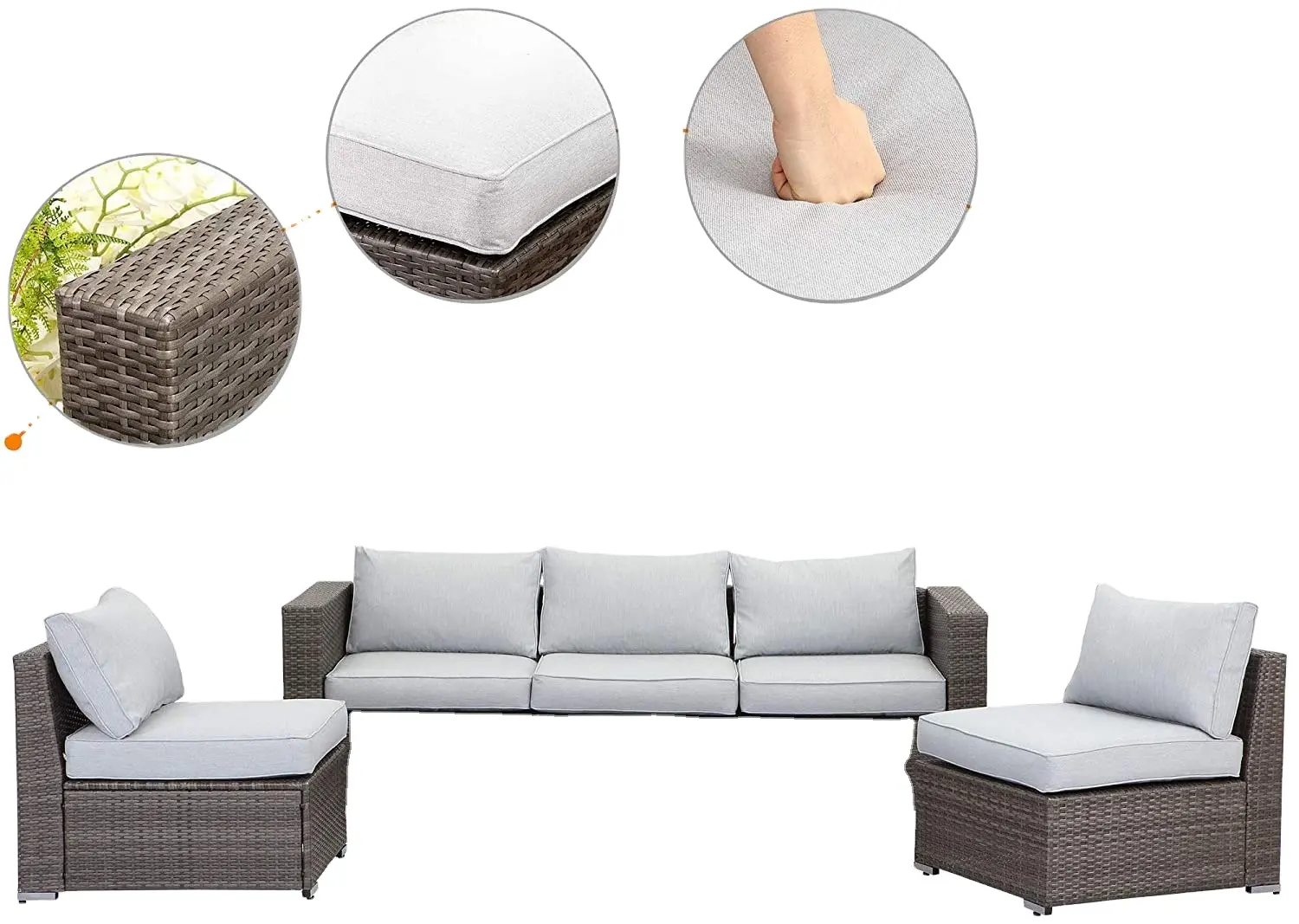 Conjunto de muebles de ratán para personas de fiesta, muebles de gran tamaño para Patio, jardín, combinación seccional, mimbre, ocio