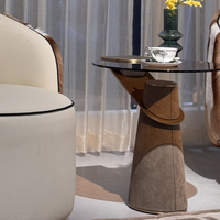 Table d'appoint moderne italienne en verre fumé, conique, en suède, spirale, en acier inoxydable, pour la maison