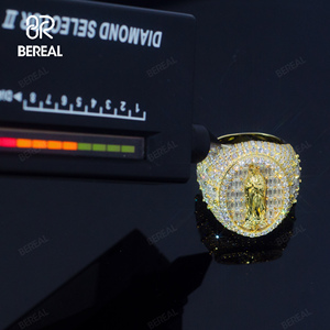 Custom Vvs Moissanite Hip Hop <b>Ring</b> Pass Diamond Tester <b>Iced</b> Out Baguette Cut Diamond 925 Silver Goddess <b>Ring</b> for Men Women - Product Image 2