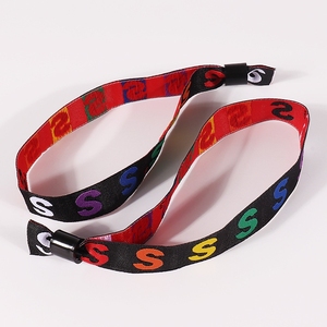 Pulsera de tela de boda personalizada de alta calidad, muñequeras de tela con logotipo personalizado, pulsera para fiestas, eventos, pulsera tejida para festivales - Product Image 2