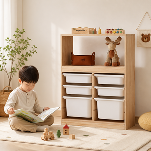 Organizador de Juguetes Montessori para Niños, Estantería de Madera de Pino Maciza, Muebles para Cuarto de Juegos, Estante para Juguetes Ecológico y Natural - Product Image 4