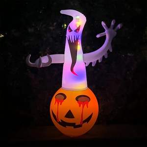 Décoration d'Halloween en PVC gonflable, fantôme et citrouille, lumineuse, pliable et légère - Product Image 6