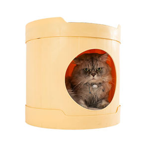 Umwelt freundliche PP Harz Katze Höhle Baum Loch Haus Plüsch Sherpa Fleece Runde süße Haustier Katze versteckt warmes Bett zum Verkauf - Product Image 4