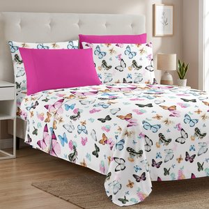 56 Designs 6-Piece Modern Fashion <b>Sheet</b> Set Floral Printed Microfiber Hotel Quality Flat Bed <b>Sheets</b> Deep Pocket <b>King</b> <b>Size</b> 200TC - Product Image 3