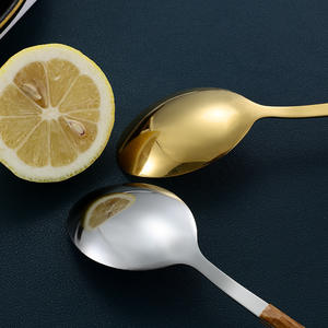 Juego de Cubiertos de Acero Inoxidable con Mango de Madera Coreano, Cuchillo, Tenedor, Cuchara, Cuchara para Café, Pinza, Pulido Espejo, Apto para Lavavajillas - Product Image 3