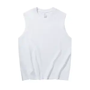 Men's Custom Logo Cotton Sleeveless T-Shirts Casual Fitness Tank And Vest Sportswear Unisex Loose Tank Top