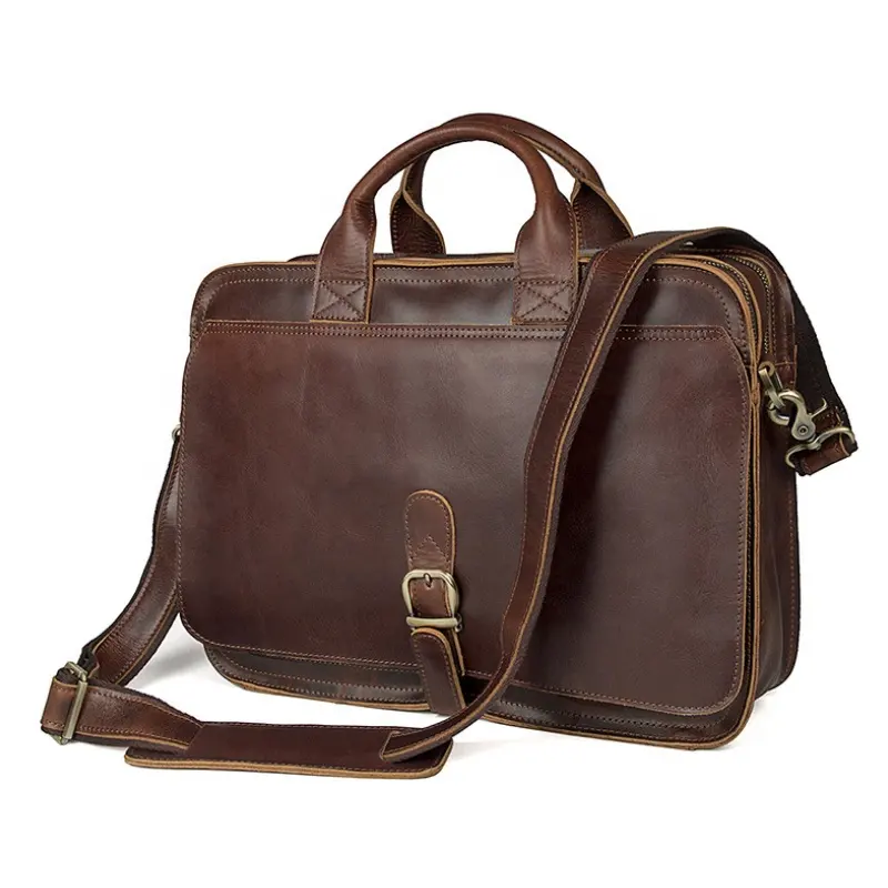 Homens de alta Qualidade Do Vintage Feitos À Mão Saco de Couro bolsa de Ombro Ocasional Bolsa de Negócios de 15 "Laptop Maleta de Couro de Cavalo Louco