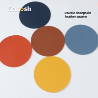SANOSH Sous-verre rond en cuir PU imprimé personnalisé moderne pour boissons, tapis de tasse d'affaires, cadeau promotionnel, anti-huile, antidérapant