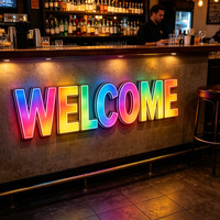 Sin Pedido Mínimo, Letras RGB Coloridas en 3D Personalizadas para Interiores, Letras RGB Programables con Control Remoto para Decoración de Paredes