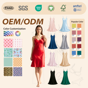 فستان نوم حريري بحمالات رفيعة ورقبة على شكل V، ملابس نوم حريرية، فستان نوم من حرير التوت 100%، بيجامة نسائية حريرية من حرير التوت - Product Image 1