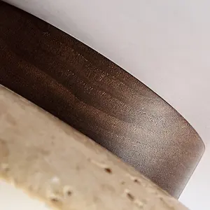 Потолочный светильник Wabi Sabi из желтого травертина и дерева, светодиодный, дисковой формы, в скандинавском стиле, для дома, столовой, прихожей, коридора, балкона, отеля - Product Image 6