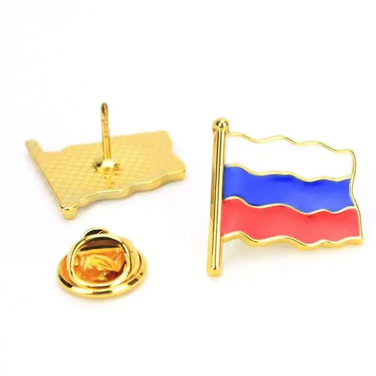 Factory inventory of small amount of wholesale alloy clothes pin buckle metal Russian flag badge