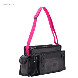 Ensemble de maquilleurs en PVC noir moyen sac sac de rangement cosmétique transparent voyage maquillage Kits organisateur <span class=keywords><strong>MUA</strong></span> sac avec amovible - Product Image 6