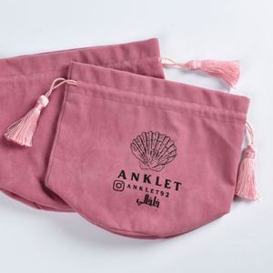 Pochette Cadeau Ronde en Velours avec Cordon de Serrage, Sac à Bijoux en Velours à Pompon, Emballage pour Bougie en Pot Parfumée - Product Image 3