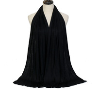 Hijab foulard en coton mercerisé uni à la mode du Moyen-Orient, foulard long polyvalent, voile en jersey