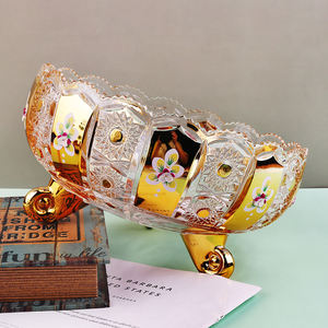 यूरोपीय प्रकाश लक्जरी सोना मढ़वाया सूरज फूल लहर फीता बड़ा फल बाल्टी टेबल decal फल की थाली राहत नक्काशीदार तिपाई एकमात्र - Product Image 3