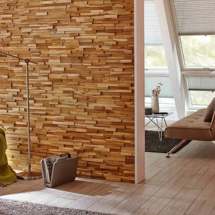 MUMU Panel Dinding Mosaik Kayu 3D, Dekorasi Interior/Lapisan Dinding untuk Rumah (Lama