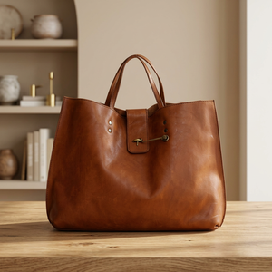 Bolsos de Mano Casuales de Cuero Genuino para Mujer, Estilo Tradicional, Ligeros, Duraderos, Impermeables, de Gran Capacidad, con Cierre de Cremallera - Product Image 1