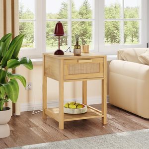 Tavolino in legno con cassetto portaoggetti e ripiano di apertura, comodino piccolo piccolo comodino - Product Image 2