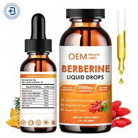 Compléments alimentaires OEM Berberine Hcl liquide 60 ml, gouttes de berbérine pour soutenir le système immunitaire, la digestion et la santé cardiaque