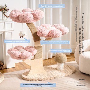 Albero per Gatti Creativo a Forma di Albero Fiorito, Resistente all'Usura e ai Graffi, con Tiragraffi a Fungo Integrato - Product Image 5