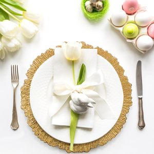 13 Inch Round Silver Gold Charger Plates Reusable <strong>Reef</strong> Serving Round Dinner Restaurant Plate - Product Image 6