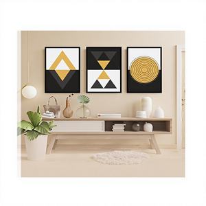 ชุดโต๊ะ MDF คุณภาพ 25 ชิ้น พร้อมลายพิมพ์ไล่สีเรขาคณิต คอลเลกชันกรอบรูป 3 ชิ้น ขนาด 50x35 ซม. สำหรับงานศิลปะติดผนัง - Product Image 1