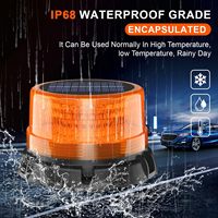 Luz Estroboscópica LED Solar Inalámbrica Recargable con Base Magnética Resistente al Agua, 5000 Lúmenes, 12/24V para Vehículos de Trabajo
