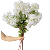 Tiges de fleurs artificielles en myrte crêpe pour la décoration florale de mariage, de maison et de vitrine