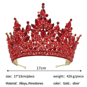 Diadema Nupcial Lujosa y Colorida Qushine, Accesorios para el Cabello de Boda, Gran Corona y Tiaras de Cristal con Pedrería para Mujer - Product Image 3