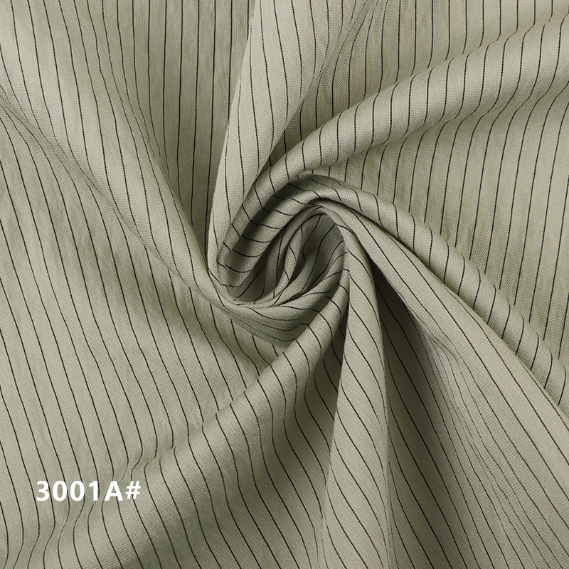 95gsm Rayon Nylon Polyester Blended Woven Fabric, Light and Breathable, Soft and Anti-static Narrow Stripe Shirt Dress Fabric