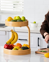 SINCERE 2 niveaux bambou fruits légumes support de stockage naturel banane cintres cuisine comptoir fruits panier manuel