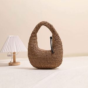 Bolso de Paja Tejido a Mano para Mujer, Estilo Moderno, Color Sólido, para Vacaciones en la Playa - Product Image 3