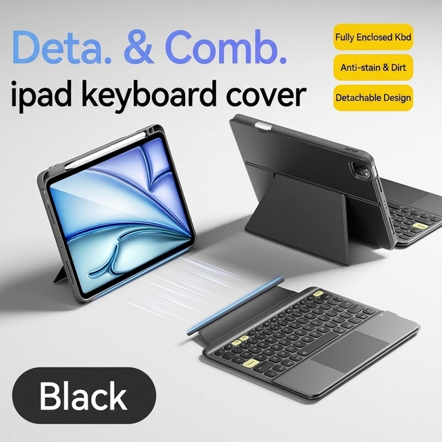 IPad Case Touchpad Detachable Tablet Stand Cover Backlit Keys Multi Device Connection Slim Design Magnetic Keyboard