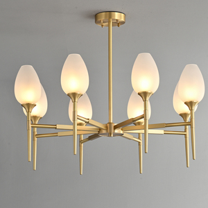 Lustre moderne en laiton doré et cuivre Globe contemporain Boule de verre de lait Suspension Cuisine Îlot de lumière intérieure Design - Product Image 1