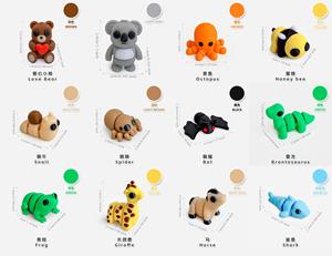 Niedliche Bewegliche Flexible Figuren Fidget-Spielzeuge 3D-Gedruckte Tiere Taschenhaustiere - Product Image 5