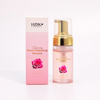 Mousse nettoyante pour le visage à la rose pour peaux sensibles et sèches, nettoyage en profondeur doux, extrait de plante de rose, mousse nettoyante, bulles, lavage du visage, produit