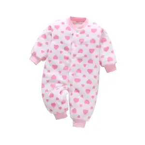 Vente en gros de barboteuses d'hiver pour nouveau-nés barboteuses chaudes en flanelle pour bébés grenouillères en polaire rembourrée pour bébés