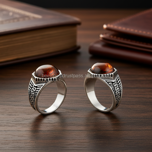 925K Sterling Silver Carnelian <b>Men</b> <b>Ring</b> - Product Image 3