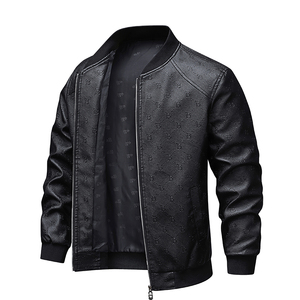 Veste en cuir pour homme avec logo personnalisé, col slim, grande taille, style décontracté, confortable, pour l'automne et l'hiver. - Product Image 2