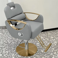 Fauteuil de Barbier Moderne en Métal Électroplaqué, Relevable, en Cuir Simple, pour Coiffure et Coloration, Inversable