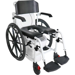 Silla de Ducha Autopropulsada, Silla de Ruedas Autopropulsada para Ducha con Inodoro, Negra KMINA K30031 - Product Image 5