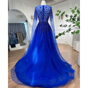 <strong>Royal</strong> <strong>Blue</strong> Cape Sleeves Beaded a Line Evening <strong>Dresses</strong> 2023 Serene Hill LA70454 Formal <strong>Party</strong> Gowns <strong>for</strong> Women Wedding Event - Product Image 3